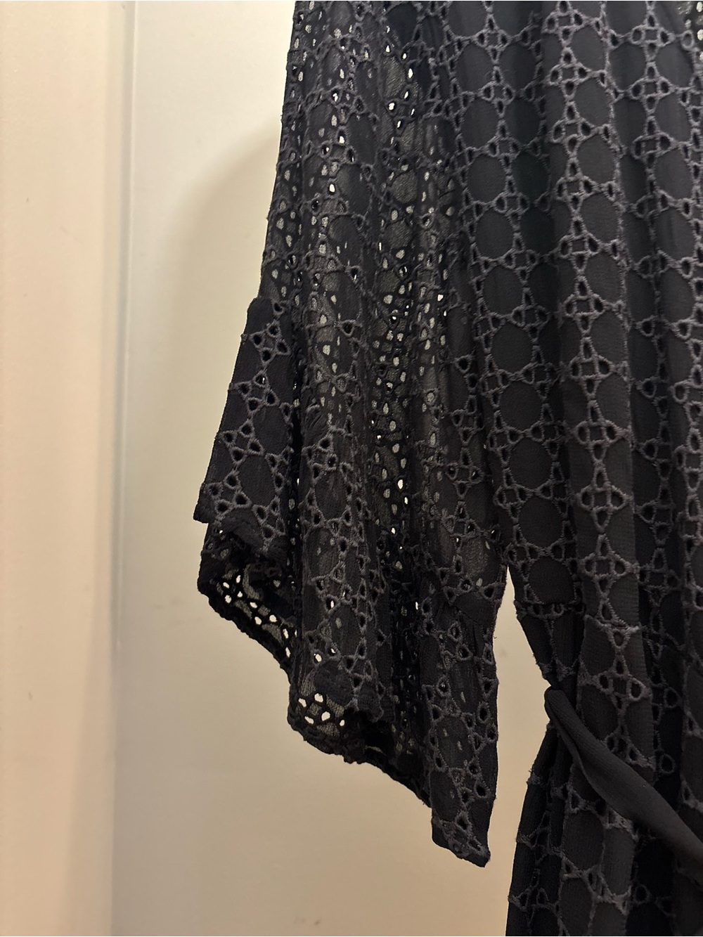 AllSaints Marlow Ette Black Eyelet Lace Wrap Mini Dress US 8 UK 12 - Picture 3 of 6